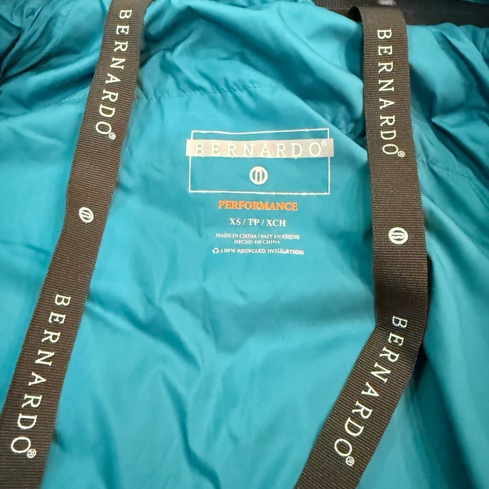 Bernardo Puffer Jacket Teal Blue Hooded Performance Womens XS - Picture 4 of 7